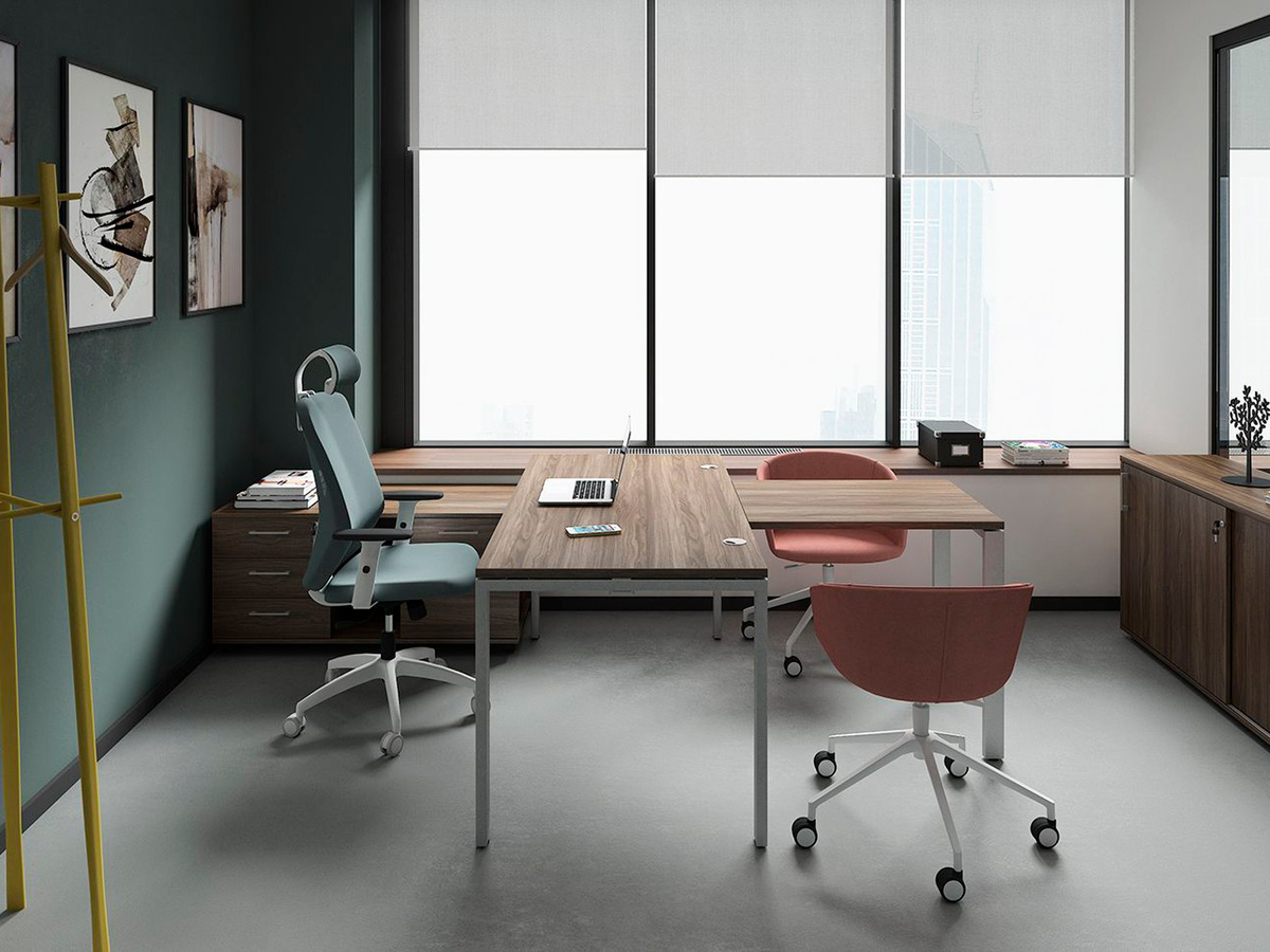 Офисный стол GDB Strike Орех / Алюминий (код товара 256417)