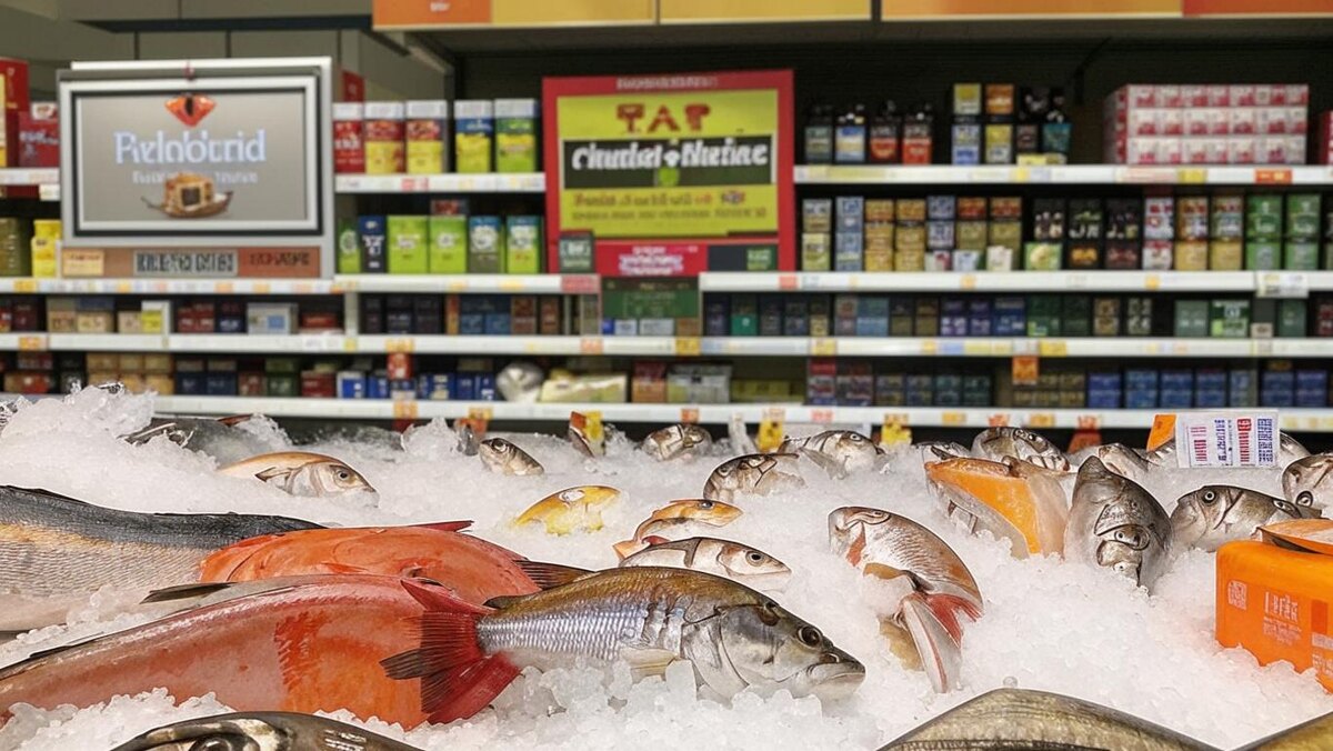 Лёд с антибиотиками на прилавке.