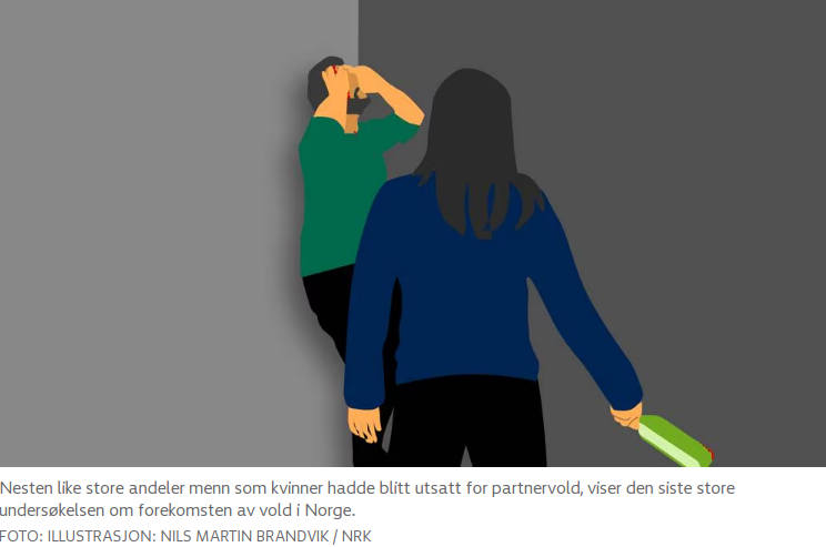 В Норвегии равное кoличество мужчин и женщин подвергаются насилию со стороны партнера.