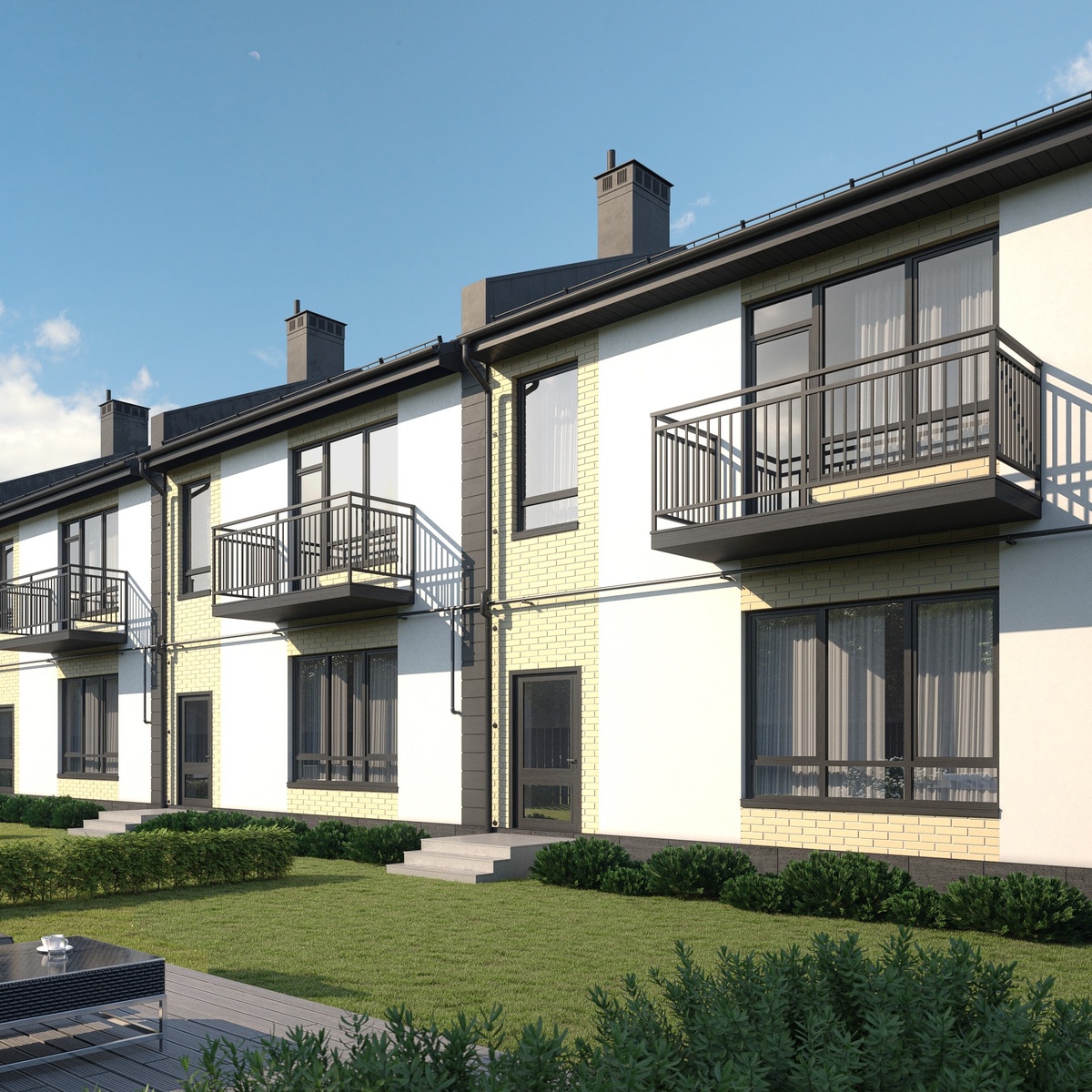 Даже в небольшом таунхаусе можно комфортно обустроить четыре комнаты