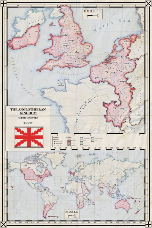 Карта Англо-Лотарингской империи в начале 20 века