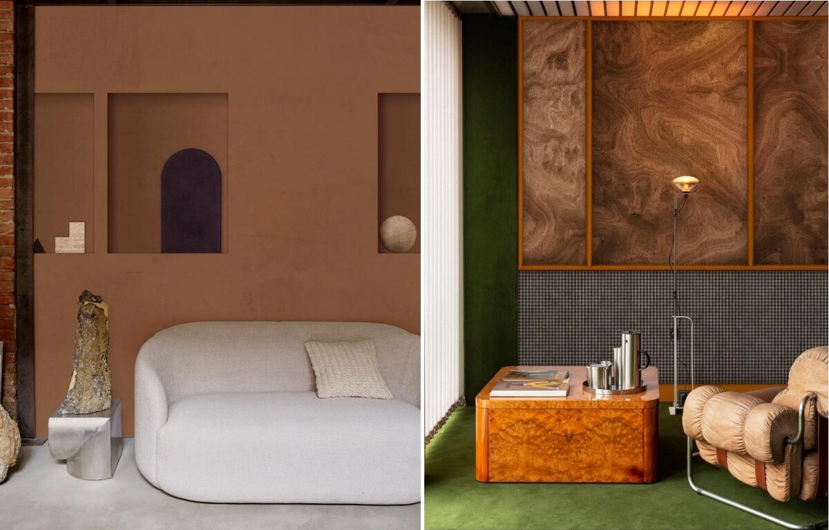 Обои Love Nest и Bistrot от компании Wall&Deco. Оттенок 2025 года идеально подходит для акцентной стены, придавая пространству изысканную вибрацию.