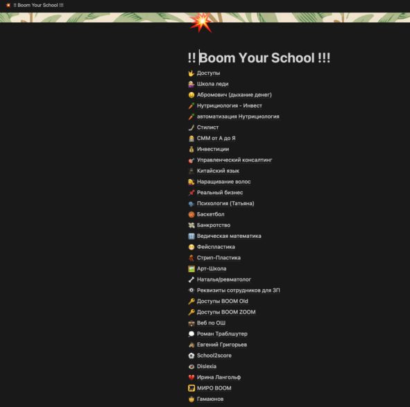 Проектная деятельность велась в Notion (покойся с миром)