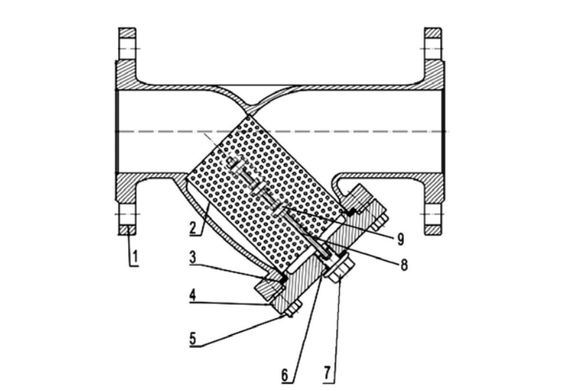 Пример устройства косого фильтра из паспорта на Сетчатый наклонный фильтр Tecofi