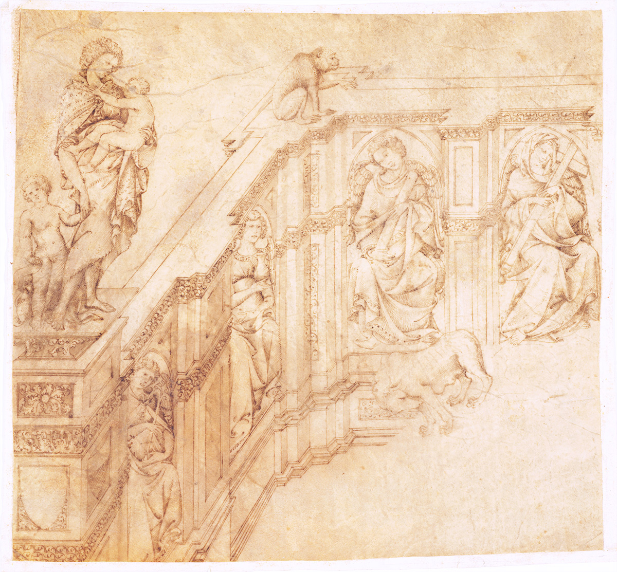 Эскиз «Фонтана Радости» Якопо делла Кверча, левая часть