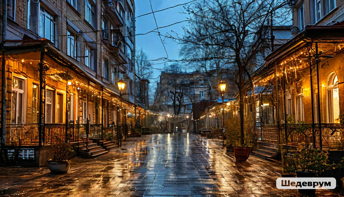 Фото сгенерировано с помощью сервиса "Шедеврум" от Яндекс. "Дождливый вечер"