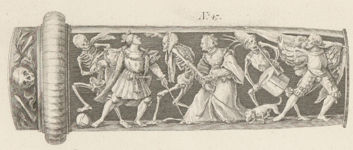 «Пляска Смерти» на ножнах кинжала, Ганс Гольбейн младший,до 1520 года.