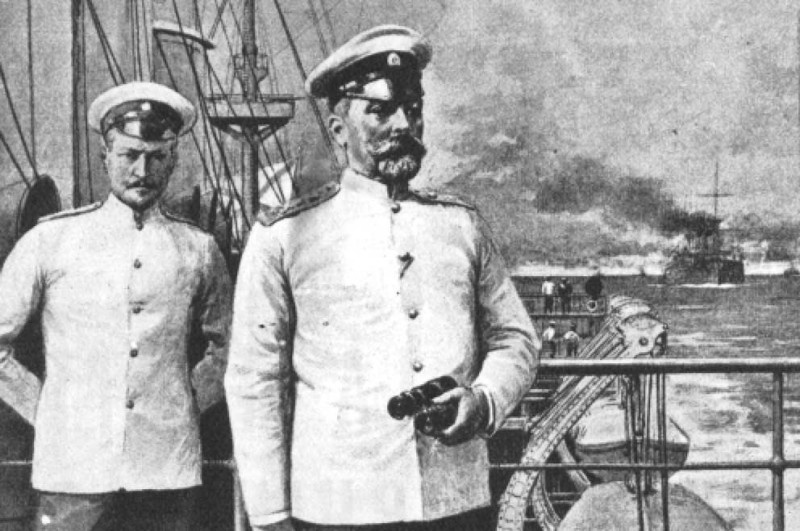 Вице-адмирал Рожественский на броненосце "Князь Суворов".