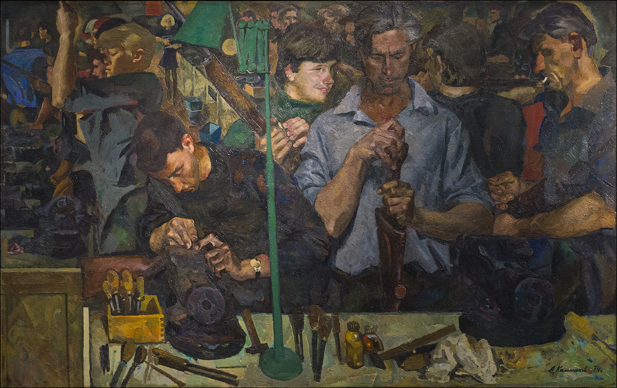 Слесари-сборщики Тульского оружейного завода. Калинников А.Н. 1974
