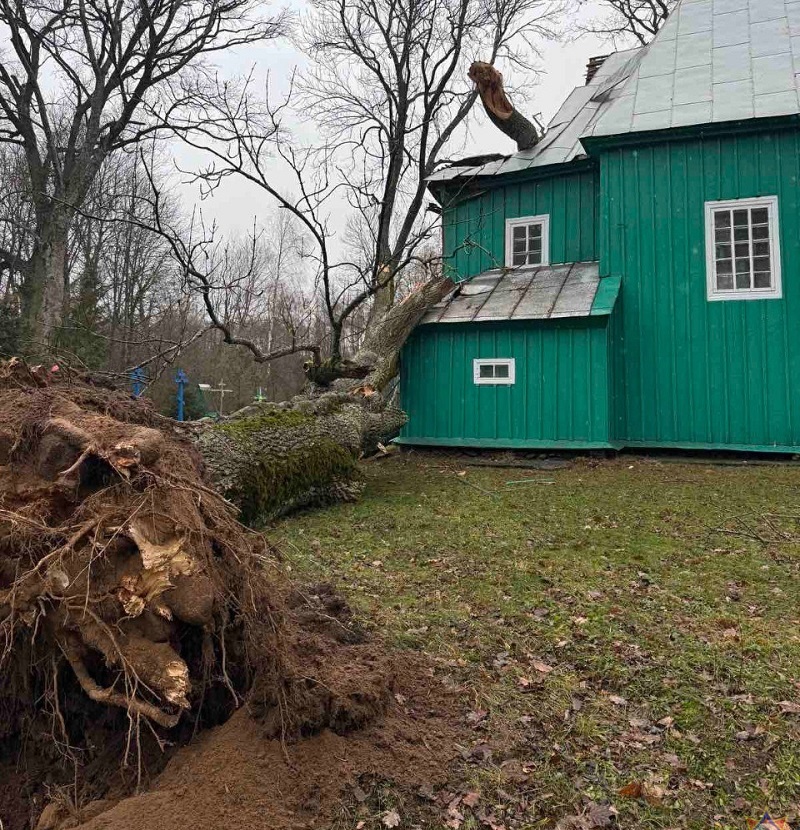 Дерево повредило здание церкви Сергей Белевич  📷
