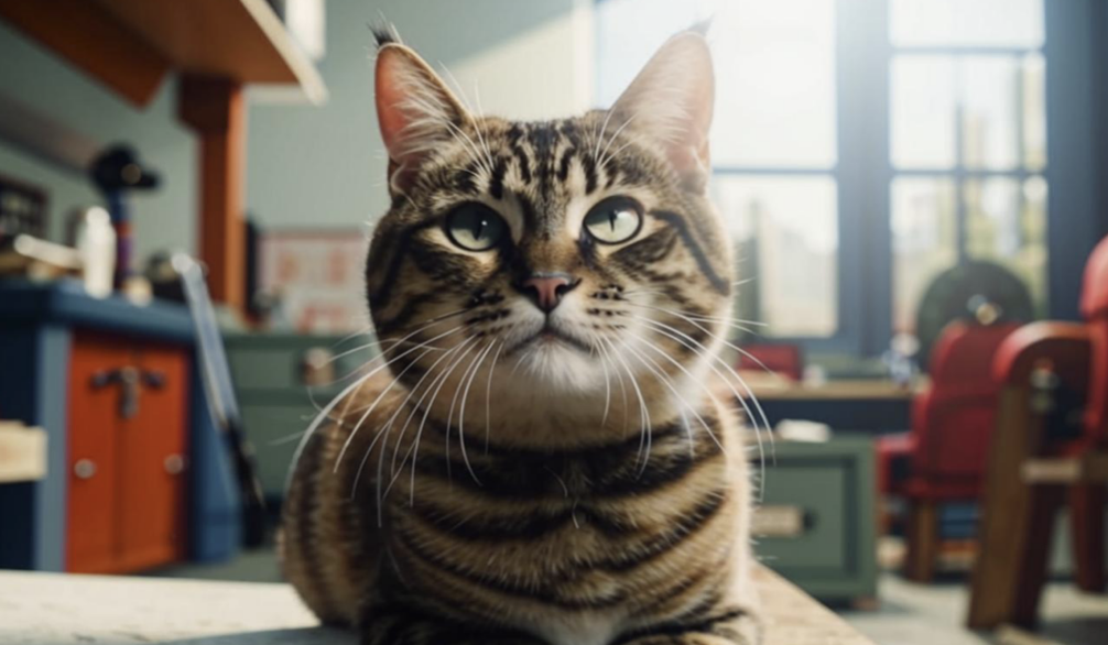 Кошка внимательно смотрит на вас