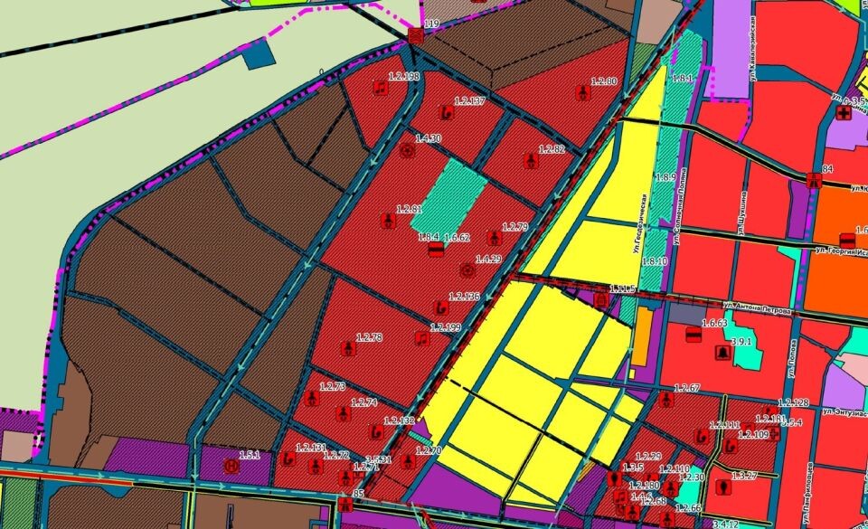    Фрагмент генплана Барнаула. Буквой Н в круге обозначена локация конгрессно-выставочного центра "Барнаул". Источник: ksar.barnaul-adm.ru