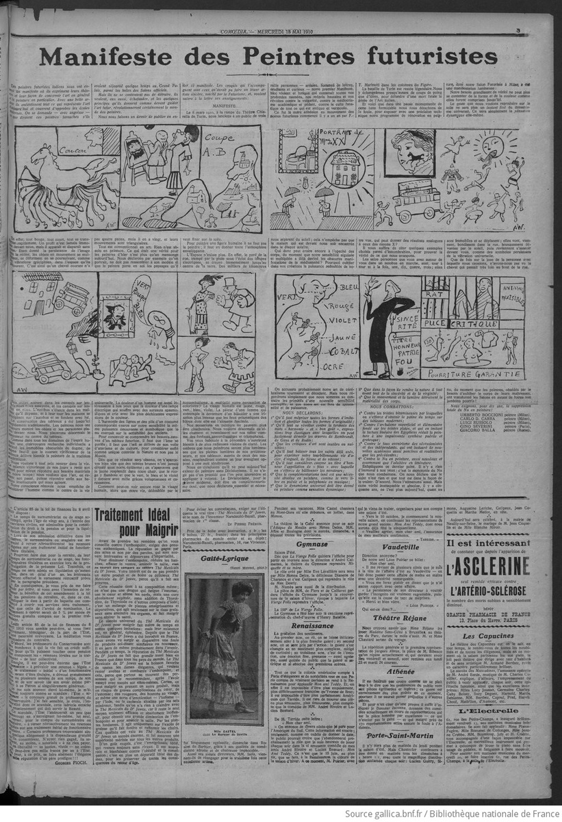 Страница из журнала Comoedia от 18 мая 1910 года с карикатурами Андре Вамода. Взято из онлайн копии архива: https://onlinebooks.library.upenn.edu/webbin/serial?id=comoediaparis1907 