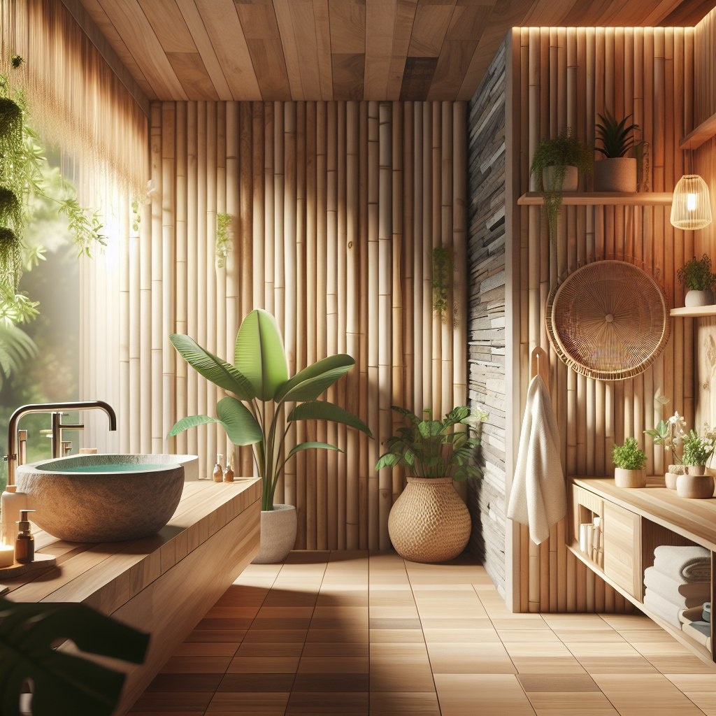 Экологичные природные материалы в отделке ванной комнаты