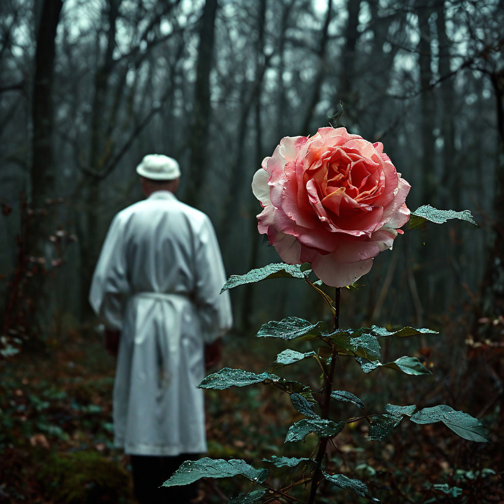 Цветок розы "Double Delight" во французском лесу