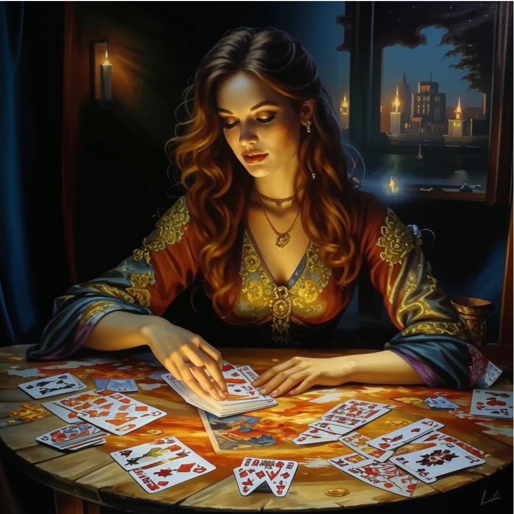 Гадание на картах. Иллюстрация сгенерирована нейросетью