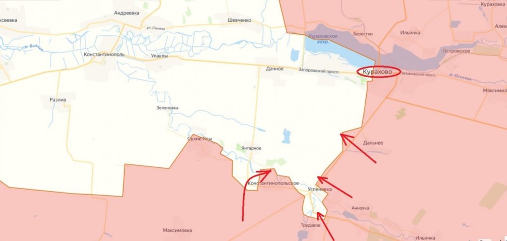    Карта СВО, бои у Курахово.