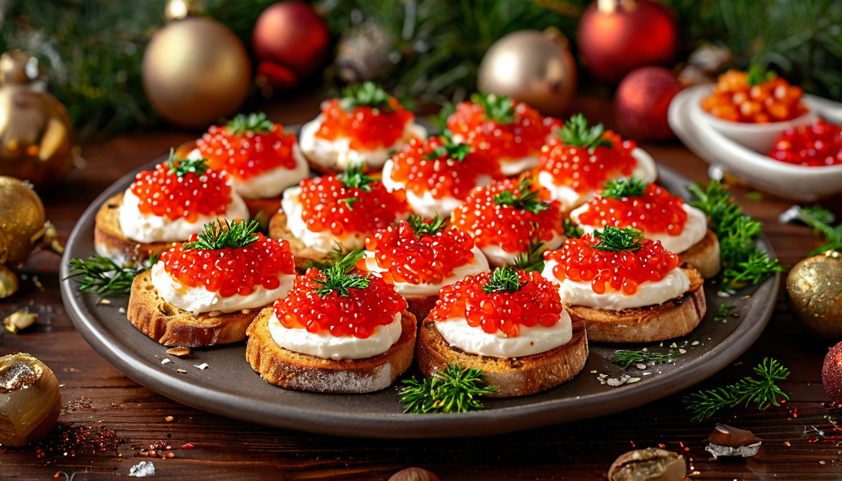 Канапе с красной икрой