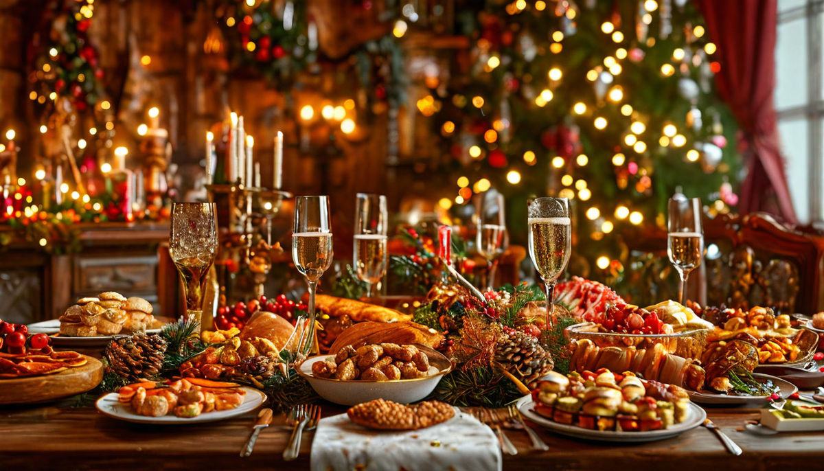 Новогодний стол: украшения и закуски