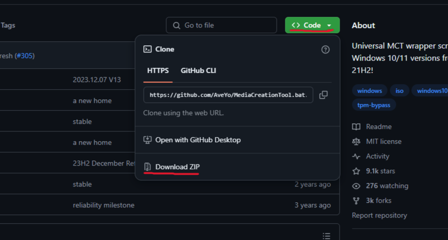 Нужно нажать на <>Code далее на Download ZIP.