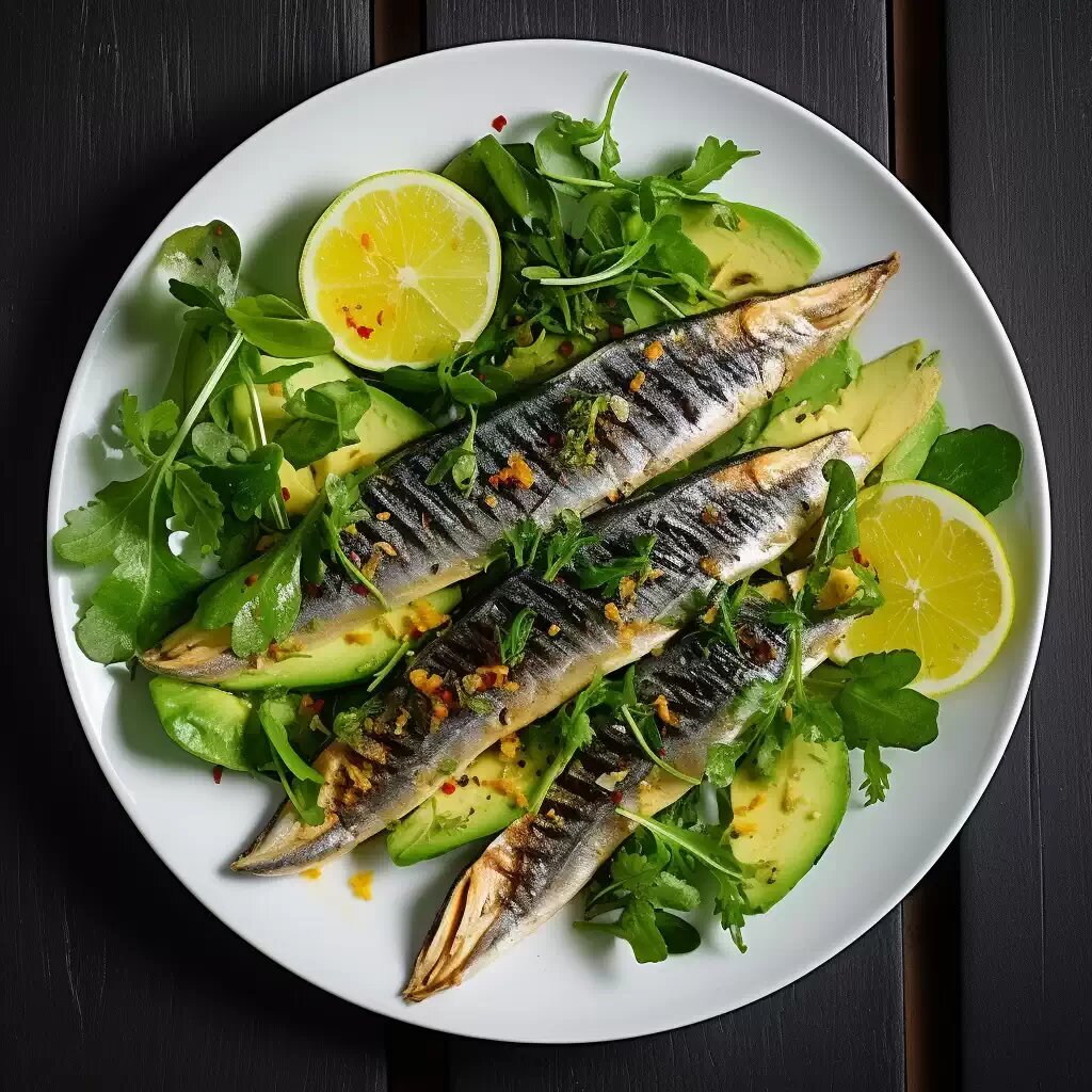Салат из скумбрии на гриле