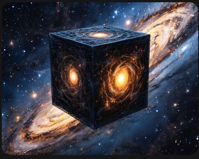 Коллаж "Одновременники" иллюстрация единой теории двоякого поля из обозримого необозримого