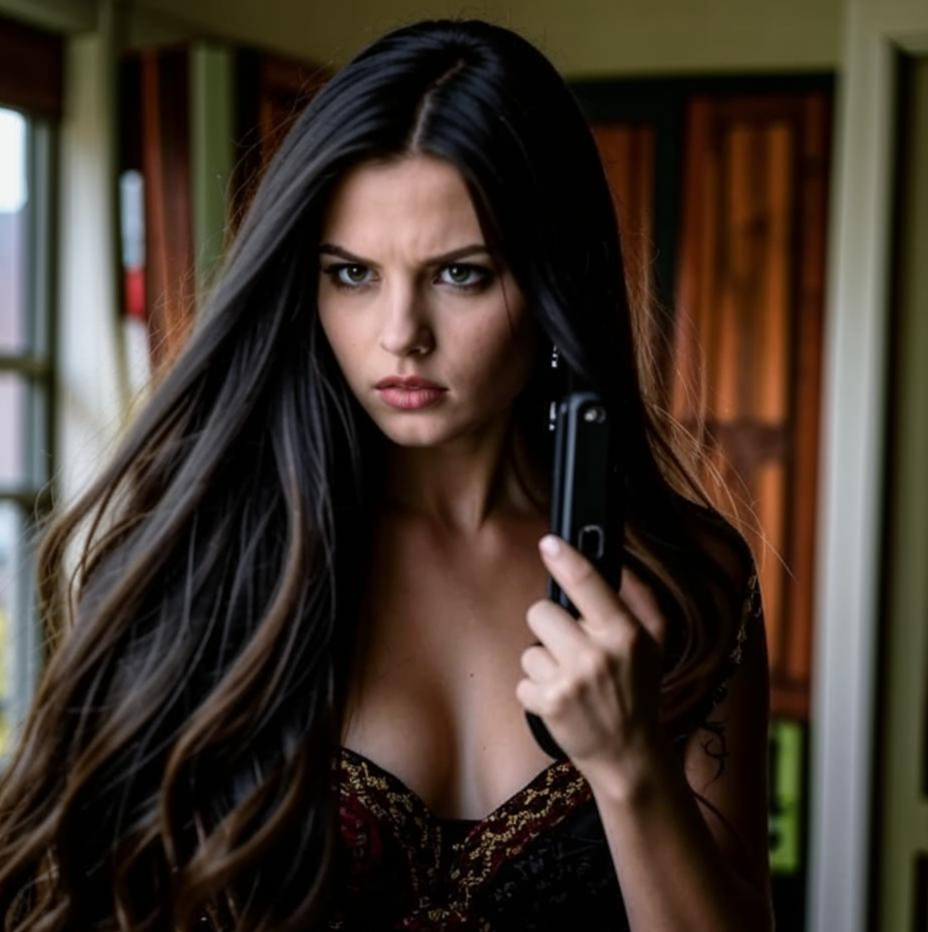 Виктория Скиннер звонит, чтобы узнать, почему Хелен сбежала. Создано нейросетью Кандинский. 