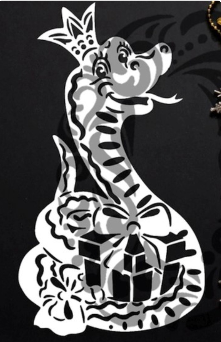 Змея шаблон на новый год, вытыканки 