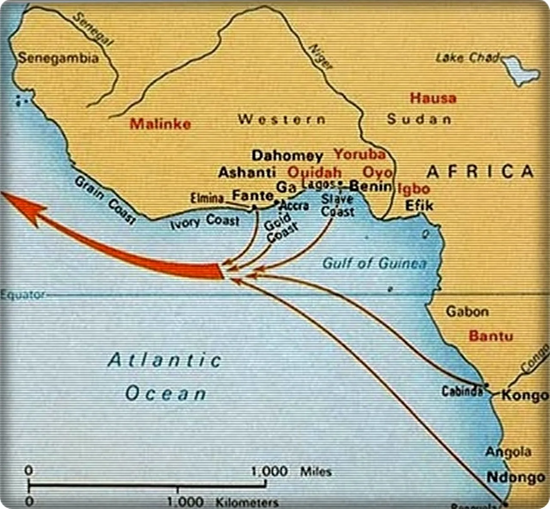Невольничий берег и основные центры работорговли