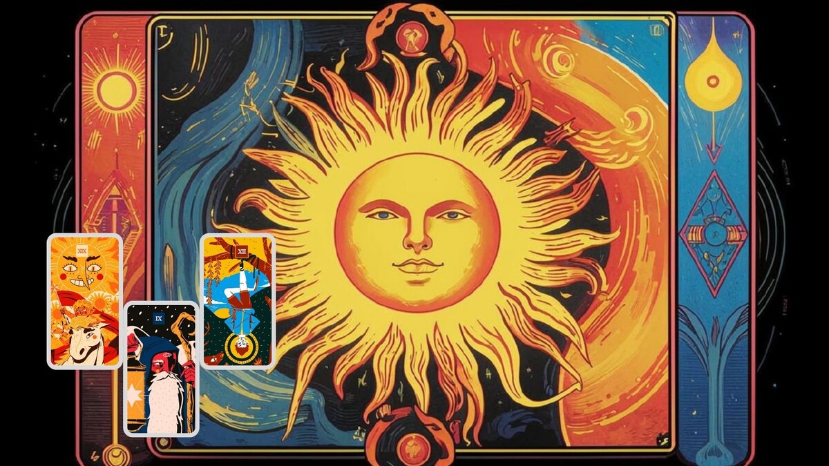 Сегодня по энергиям у нас микс из Солнца, Повешенного и теневого Отшельника