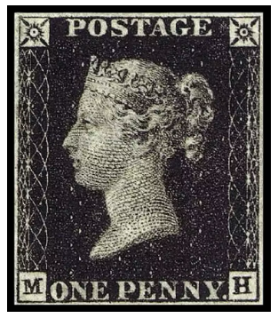 Первая в мире почтовая марка — Penny Black.