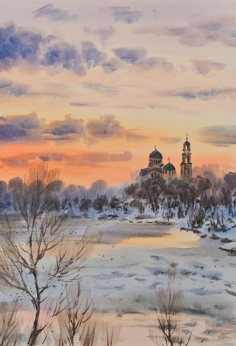 Комарова Анастасия. Замерзший пруд. Монастырь Тихонова-Пустынь, Калужская область.