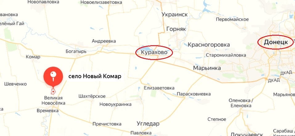   Расположение села Новый Комар.