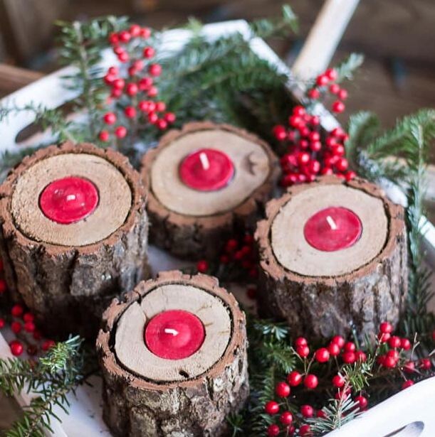    Подсвечники в спилах деревьев   
Источник: By Marty Walden