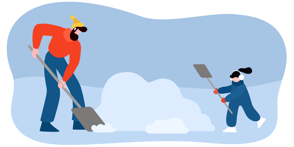 делаем кучу из снега