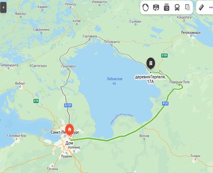 Маршрут Санкт-Петербург - деревня Герпеля