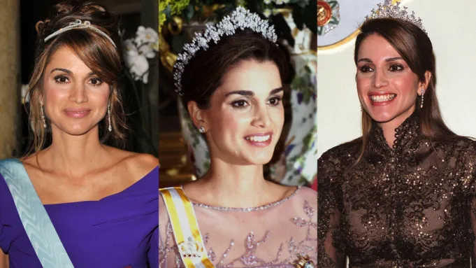 Королева Рания в (слева направо) 2010, 1999 и 2001 годах