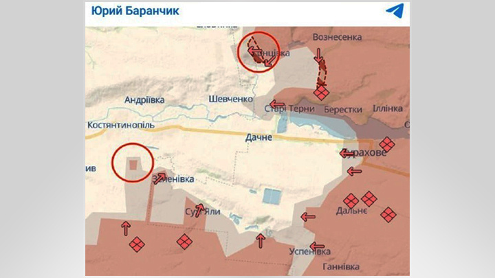    Курахово окружают//Скриншот страницы с ТГ-канала "Юрий Баранчик"