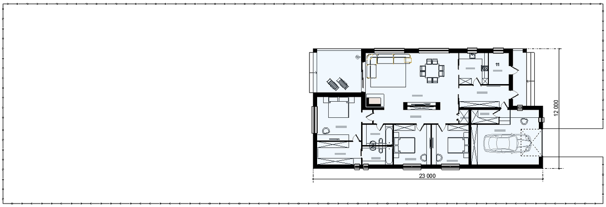 Обратите внимание, что приватная часть сада получилась гармоничной формы. Если не превратить нечаянно это пространство в коридор, посадив вдоль забора слева и справа большие деревья, то всё будет удобно и красиво.