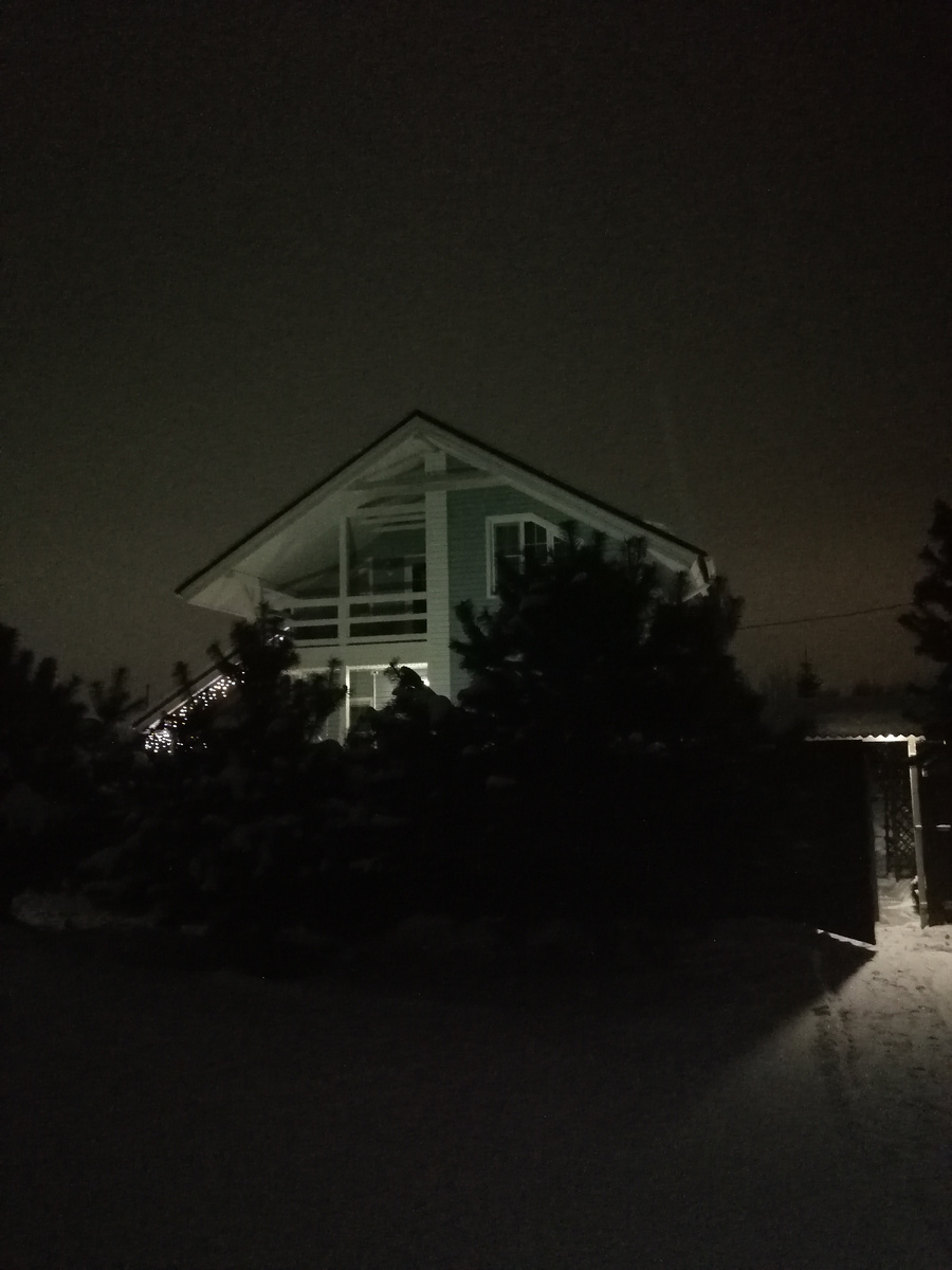 А пока - темнота, оживляемая светом фонарей и отраженным от снега