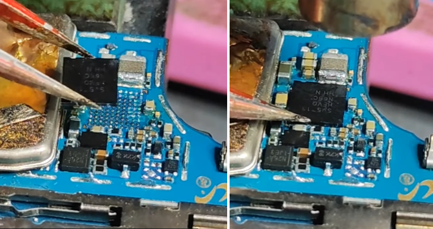 Установка и пайка платы Power IC SM5713 в Samsung Galaxy A50.