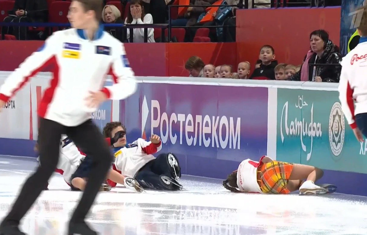 Столкновение Павла Дрозда и Анны Щербаковой. Фото: Спортс