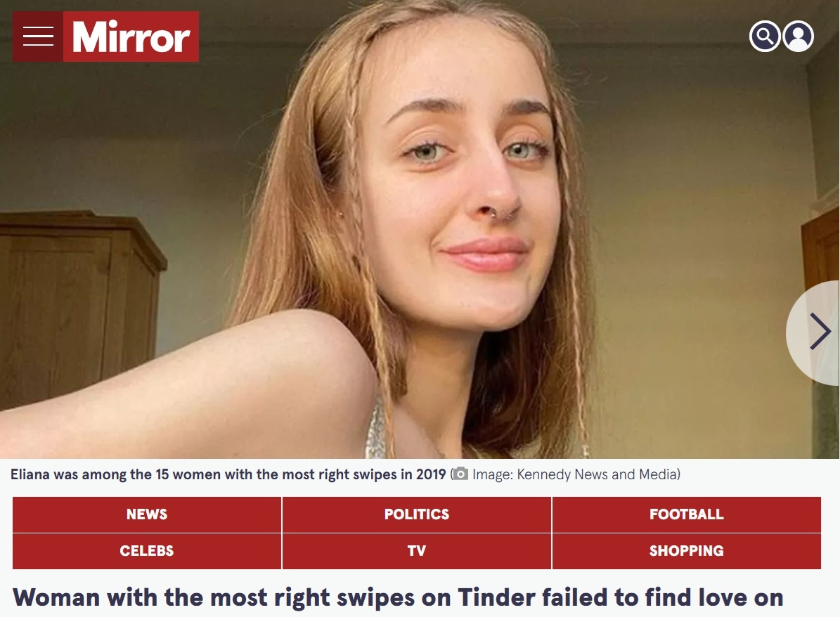 Элиана Сильвер, студентка, которая получила больше всех лайков в Тиндере за 2019 год - 100 000, но так и не нашла там свою любовь.