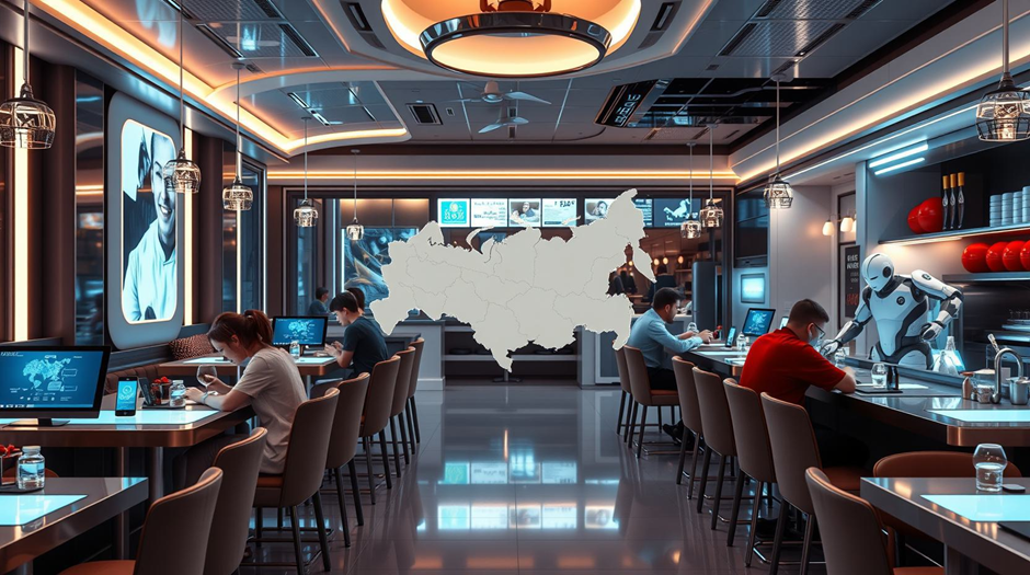 Рестораны будущего в России - в нашем представлении. Рисунок создан ИИ.
