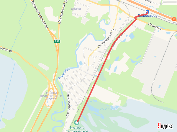 Дорога от станции до экотропы