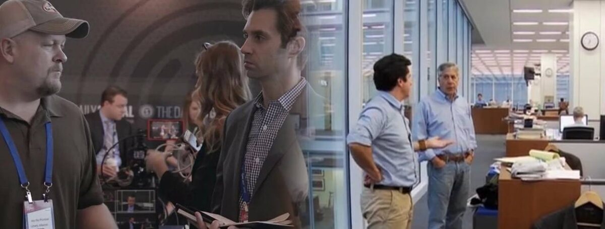 Фото: Кадры из фильма «Первая полоса: Внутри The New York Times» (2011) и сериала «Четвёртая власть» (2018) / Коллаж автора