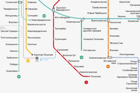 Троицкая линия на схеме метро Москвы обозначена номером 16
