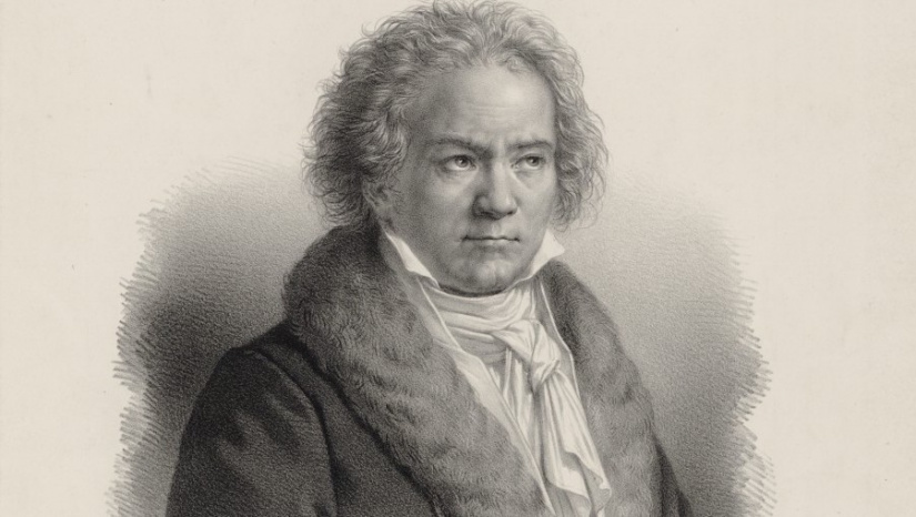 Портрет Людвига ван Бетховена. Литография Э.Демезона.