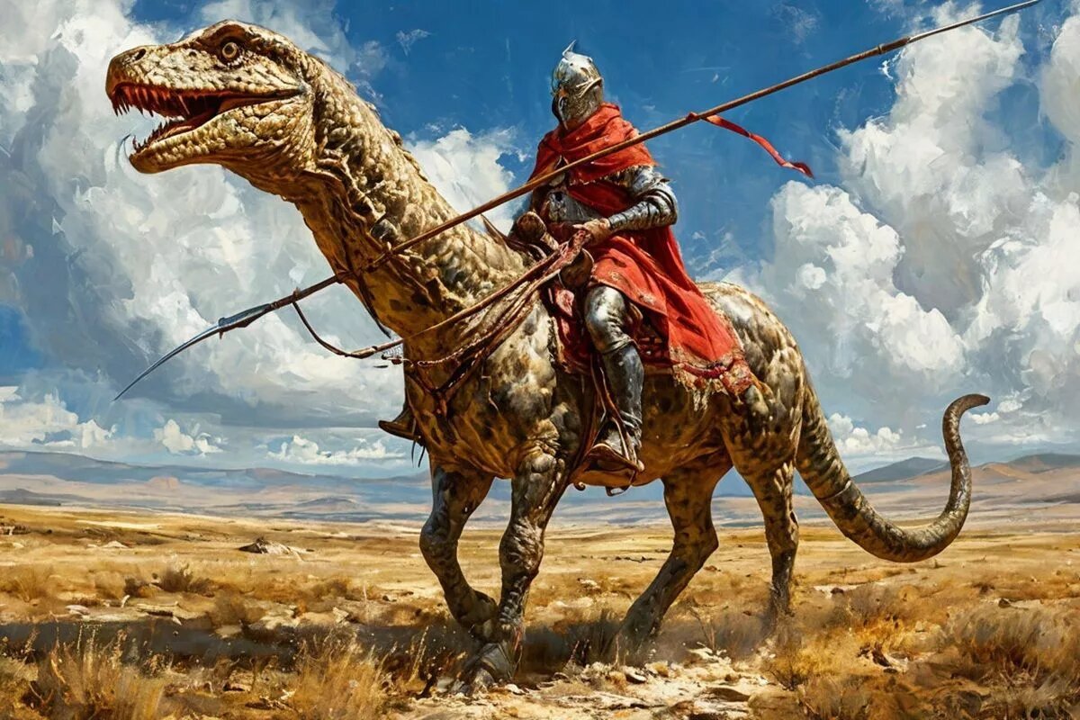 В русских былинах богатырь Никита Кожемяка оседлал и приручил своенравного рептилоида – гигантского змея, Горыныча.
Фото: Нейросеть shedevrum.ai