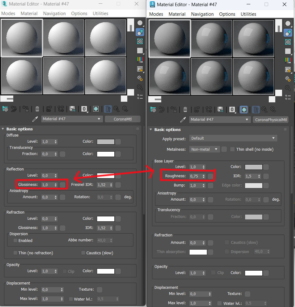 Сравнение Corona mtl и Corona Physical MTL (новое)